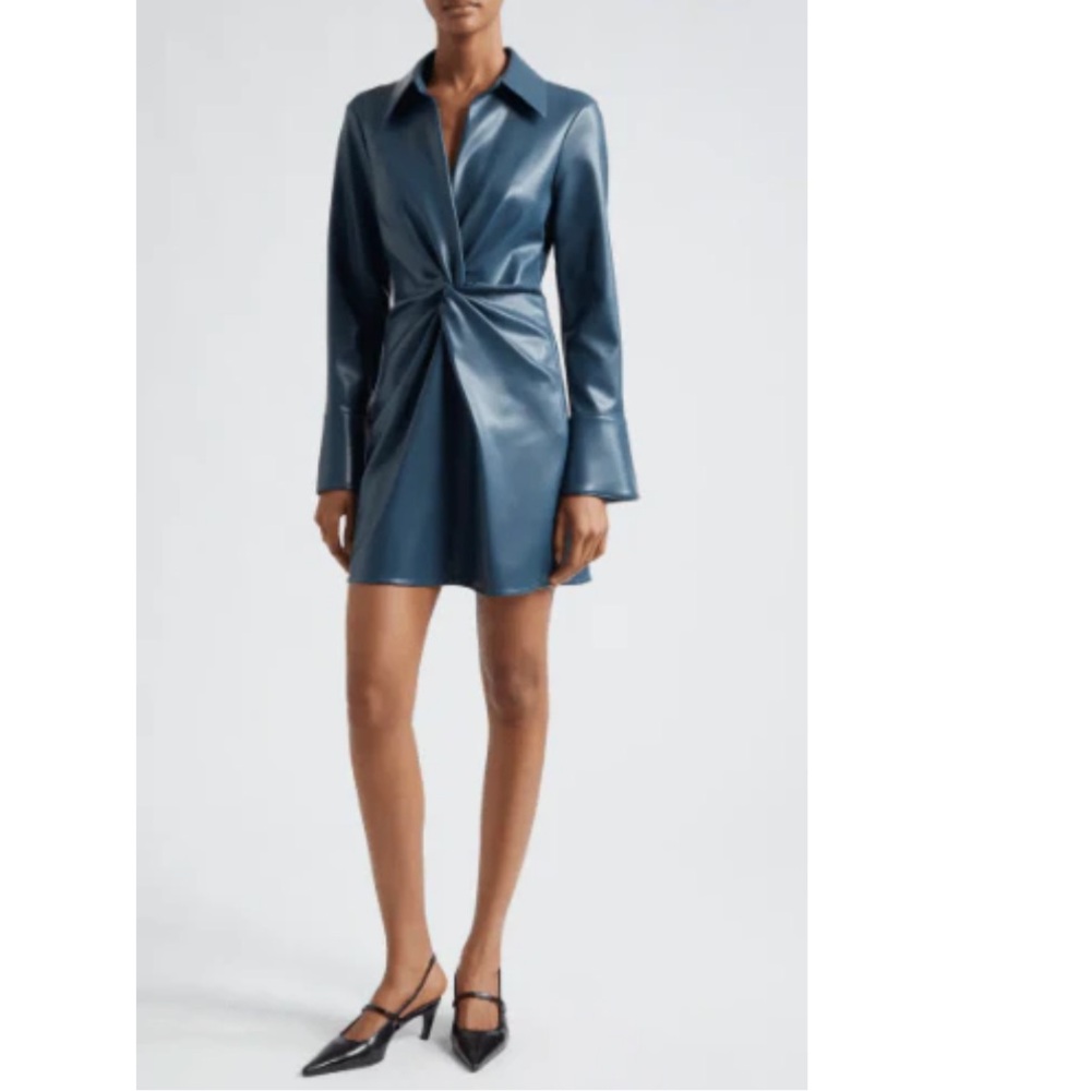 Cinq à Sept Mckenna Faux Leather Mini Dress in Nightfall Sz 4